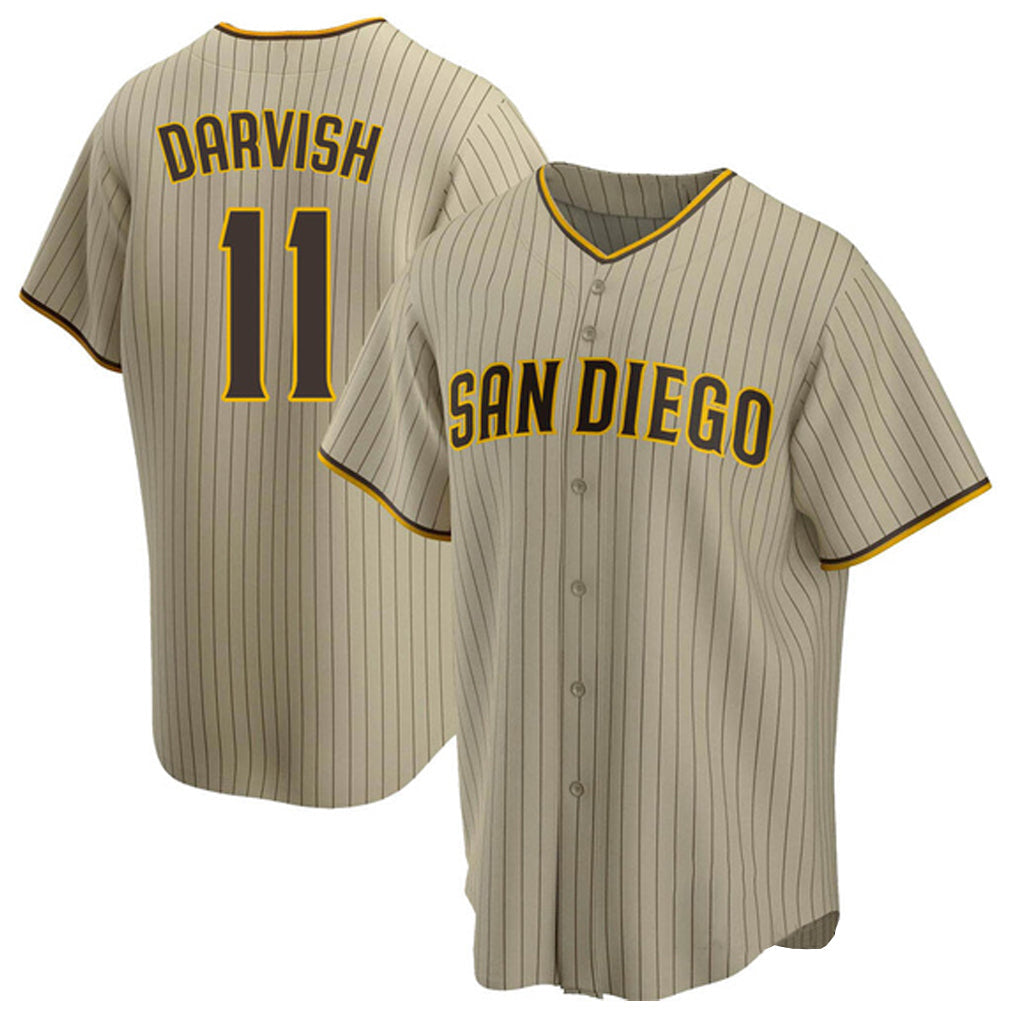 Punc S.Diego Padres #11 Yu Darvish Player Khaki Home Game Stitched Jerseys