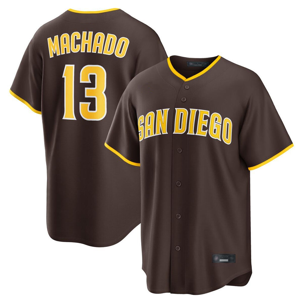 Punc S.Diego Padres #13 Manny Machado Player Brown Alternate Replica Game Stitched Jerseys