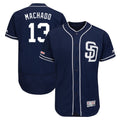 Punc S.Diego Padres #13 Manny Machado Player Navy Majestic Patch Flex Base Game Stitched Jerseys