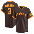 Punc S.Diego Padres #3 Jackson Merrill Player Brown Home Cooperstown Collection Replica Game Stitched Jerseys