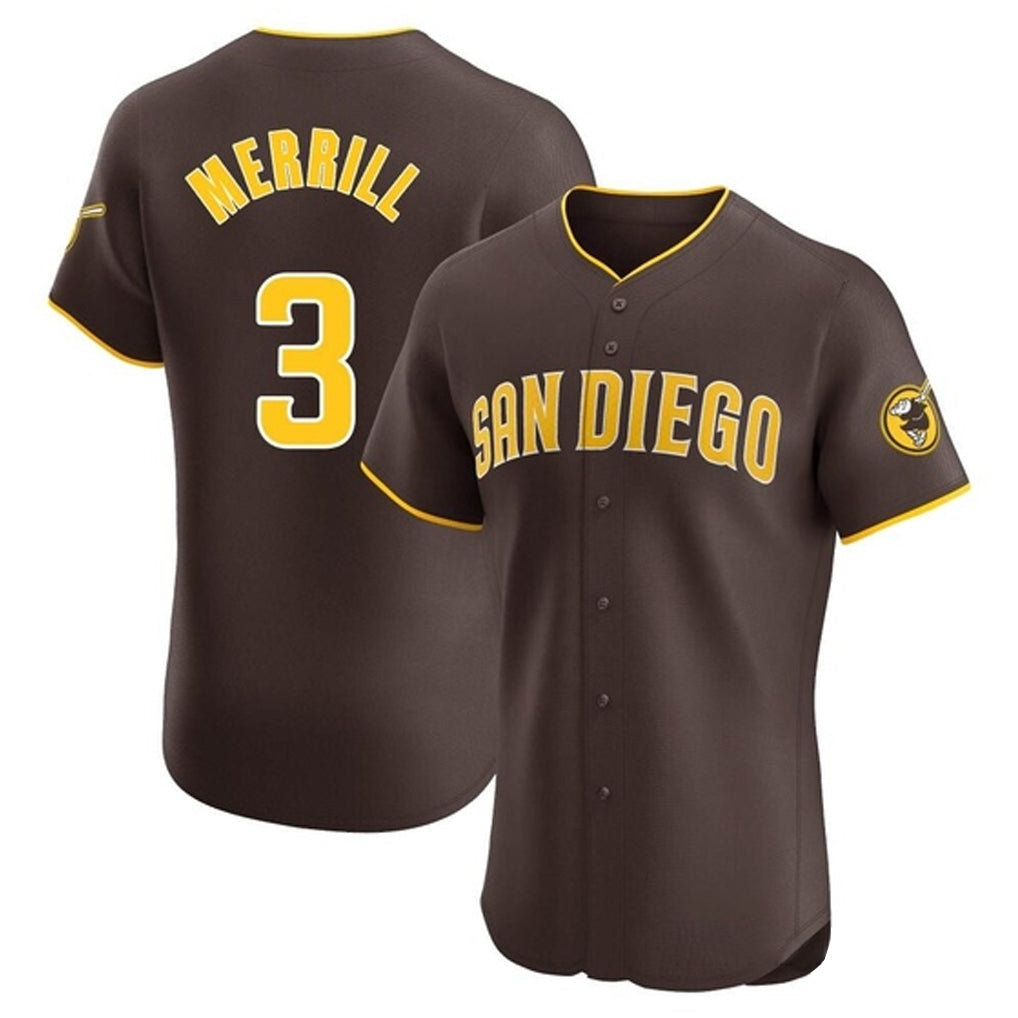 Punc S.Diego Padres #3 Jackson Merrill Player Brown Home Limited Elite Stitched Jerseys