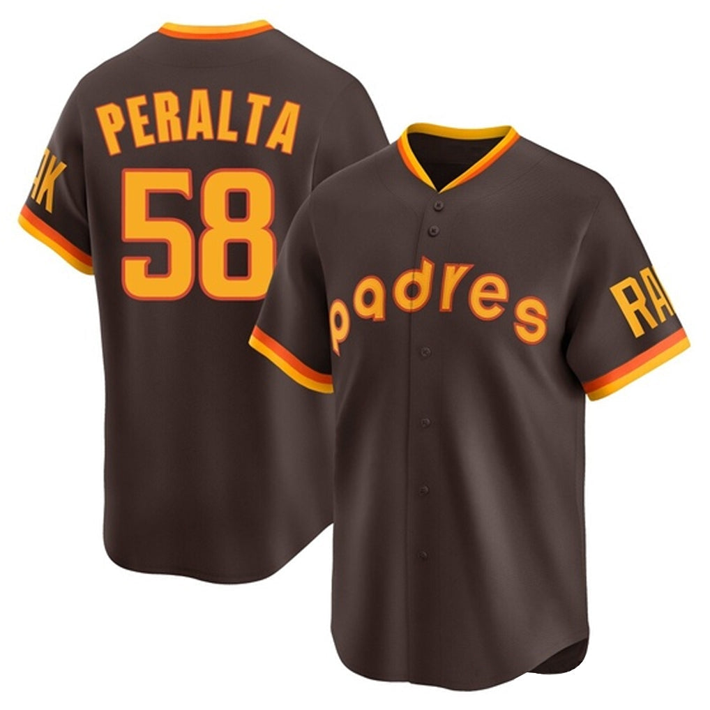 Punc S.Diego Padres #58 Wandy Peralta Player Brown Home Cooperstown Collection Replica Game Stitched Jerseys