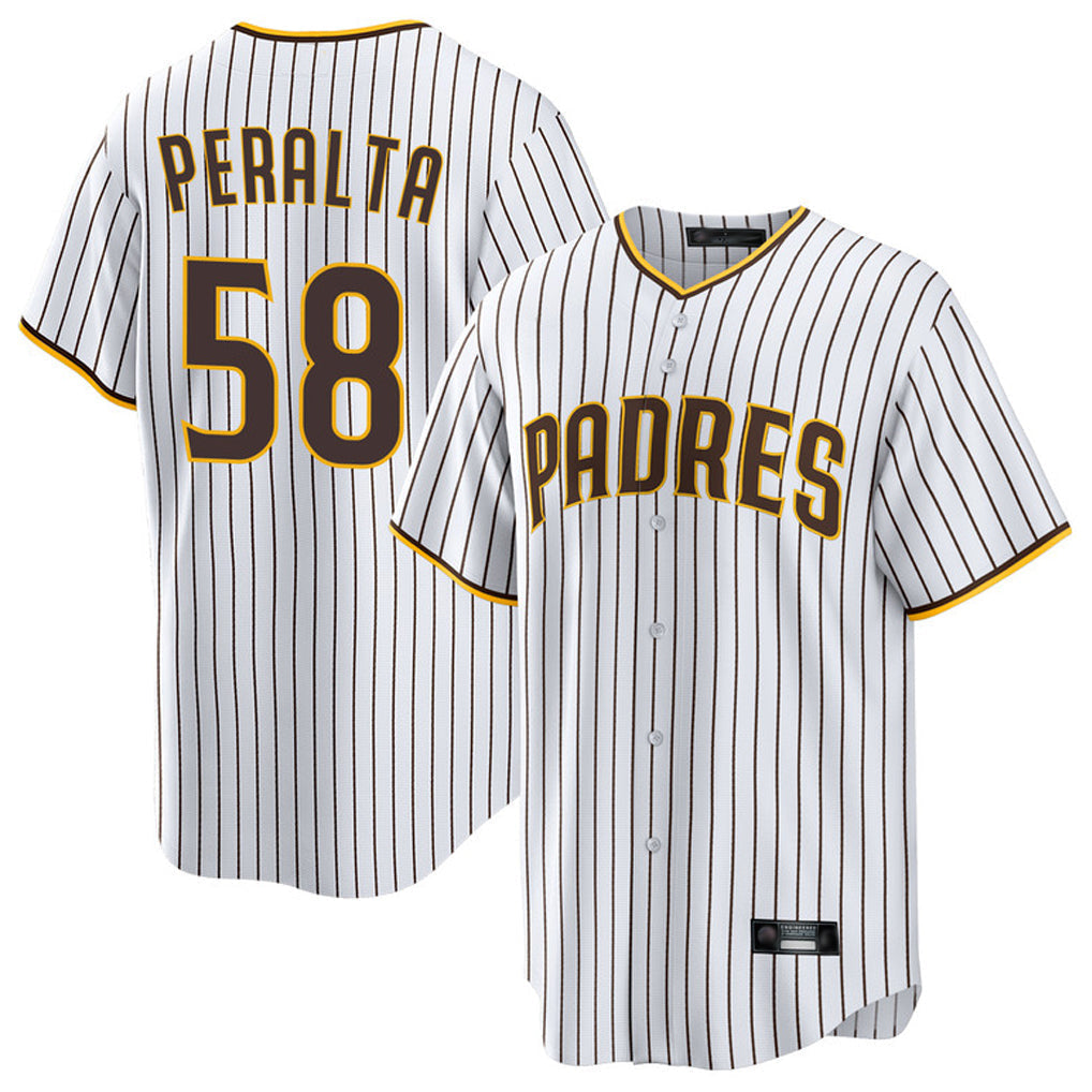 Punc S.Diego Padres #58 Wandy Peralta Player White Home Game Stitched Jerseys