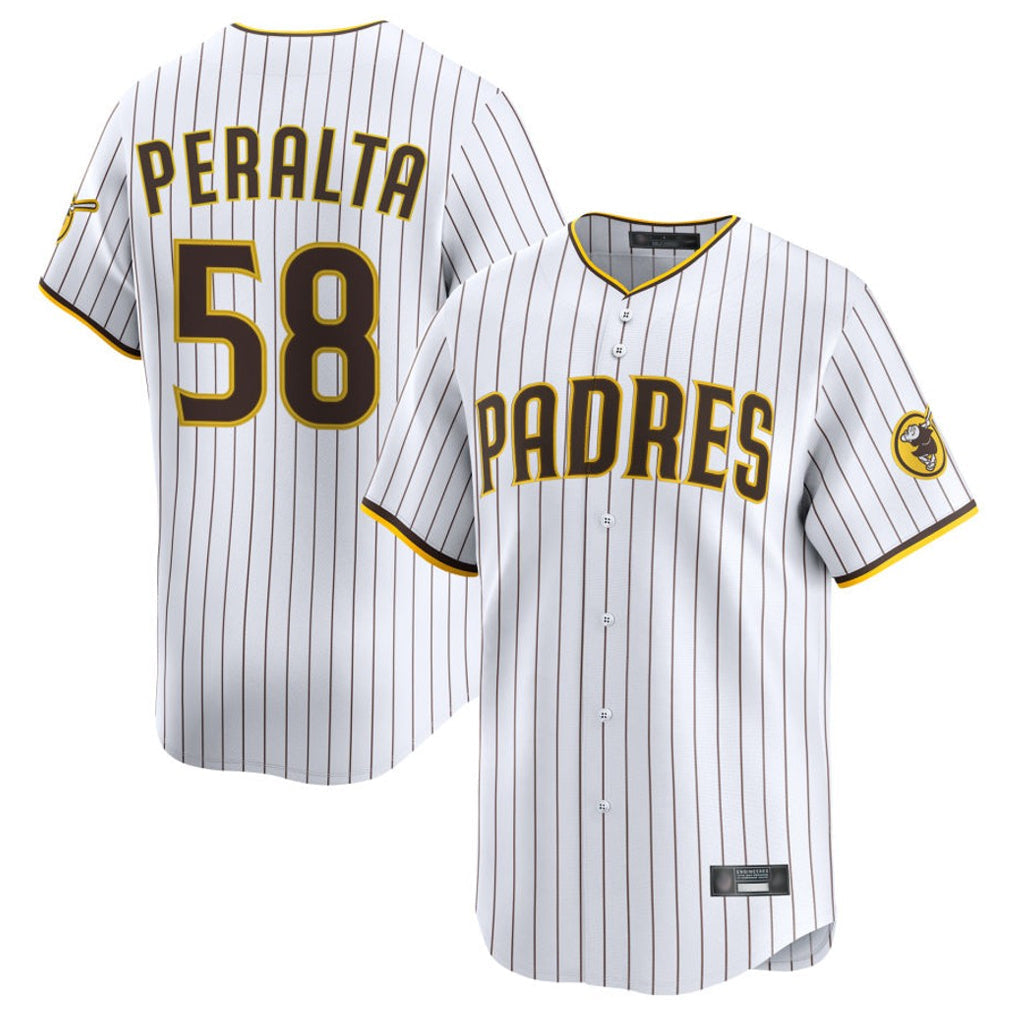 Punc S.Diego Padres #58 Wandy Peralta Player White Limited Home Stitched Jerseys