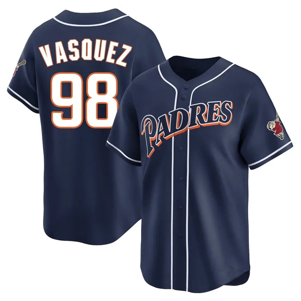Punc S.Diego Padres #98 Randy Vasquez Player Navy Cooperstown Collection Limited Home Stitched Jerseys