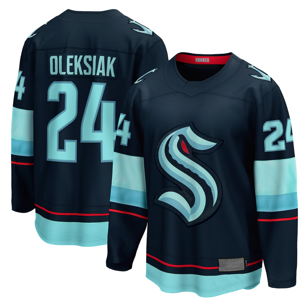 Punc S.Kraken #24 Jamie Oleksiak Deep Sea Blue Home Breakaway Player Jerseys