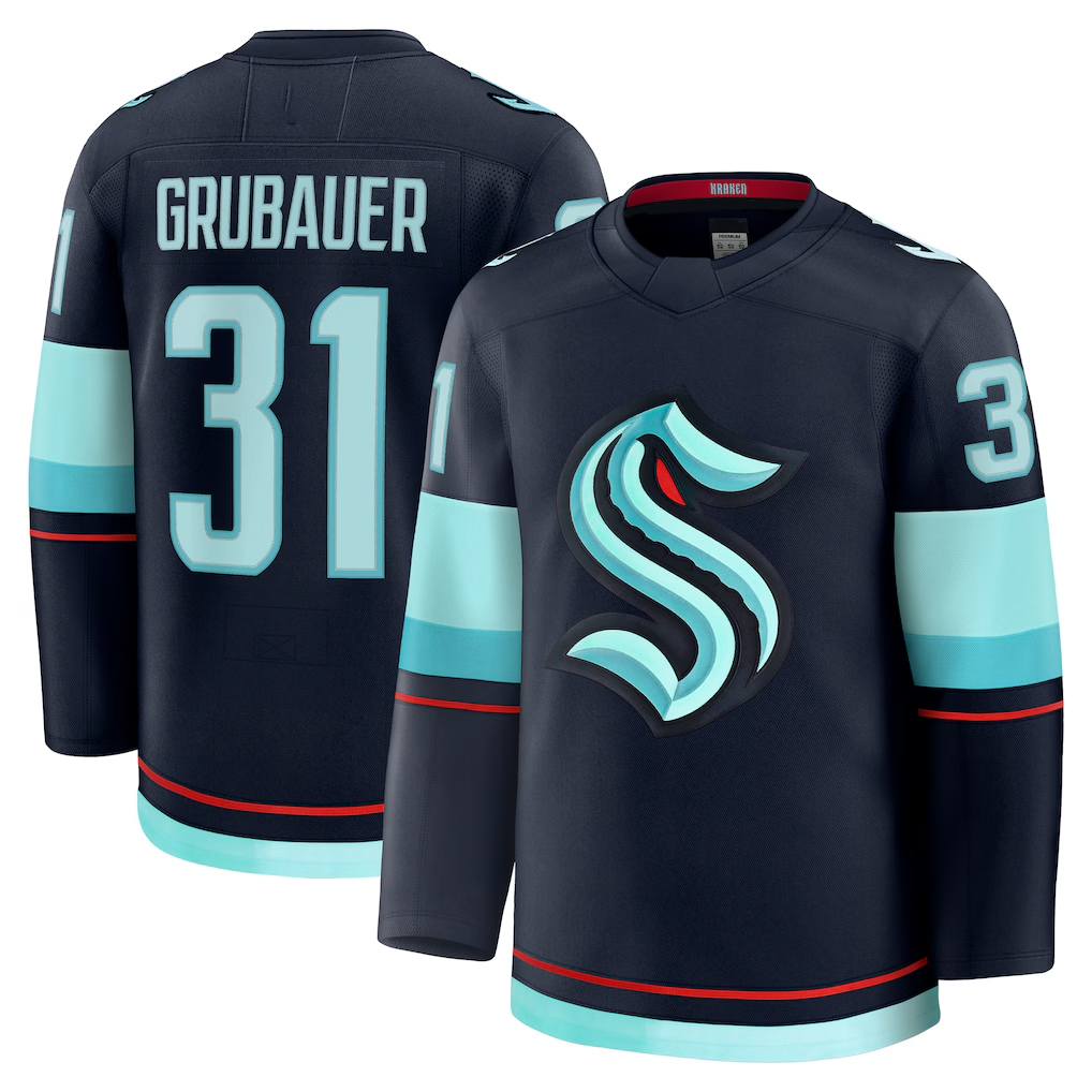 Punc S.Kraken #31 Philipp Grubauer Deep Sea Blue Home Premium Jerseys