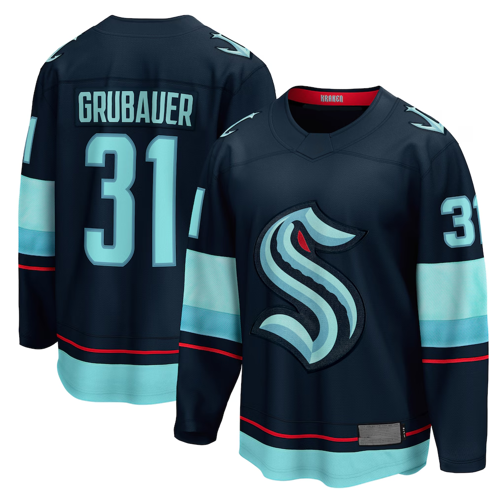 Punc S.Kraken #31 Philipp Grubauer Navy Home Breakaway Player Jerseys