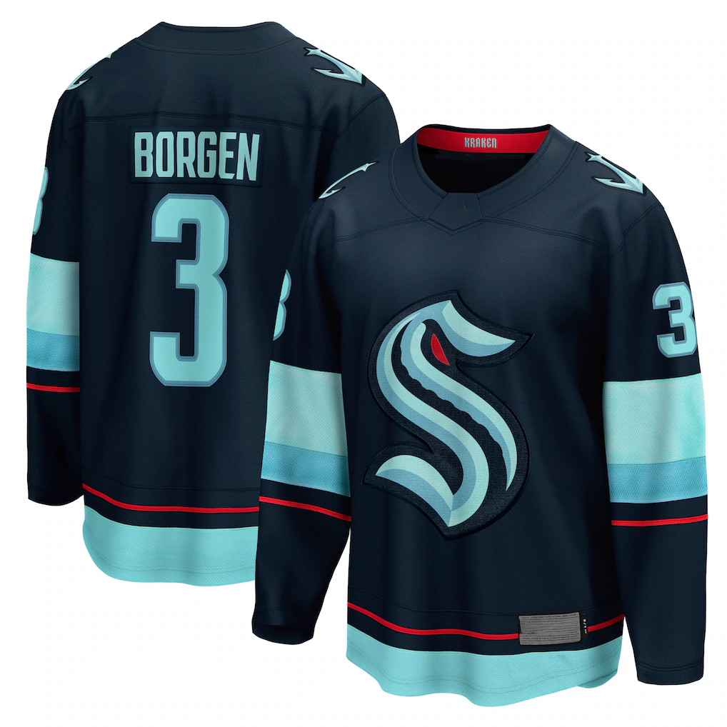 Punc S.Kraken #3 Will Borgen Deep Sea Blue Home Breakaway Player Jerseys