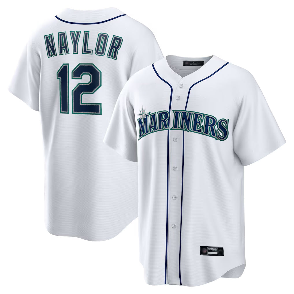 Punc S.Mariners #12 Josh Naylor Player White Home Game Stitched Jerseys