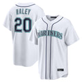 Punc S.Mariners #20 Luke Raley Player White Home Game Stitched Jerseys