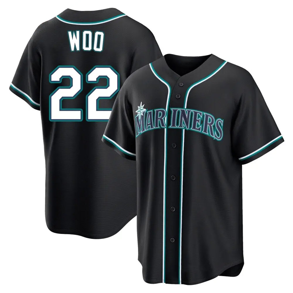Punc S.Mariners #22 Bryan Woo Player Black Fashion Home Limited Stitched Jerseys