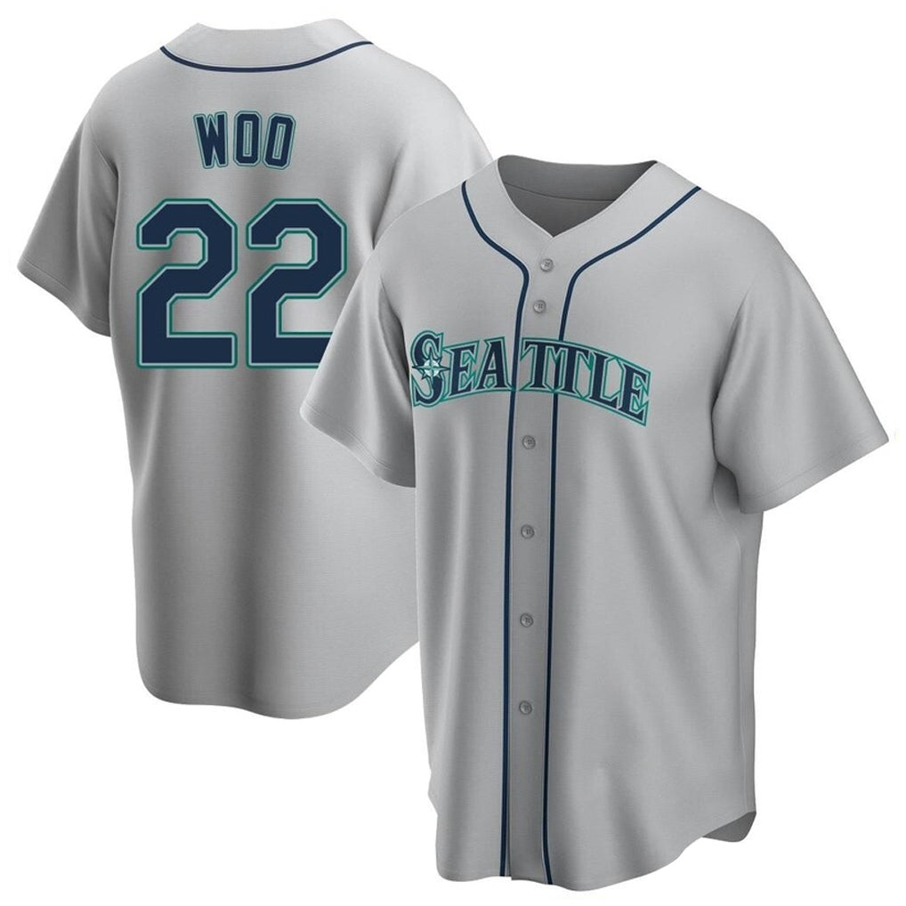Punc S.Mariners #22 Bryan Woo Player Gray Home Game Stitched Jerseys
