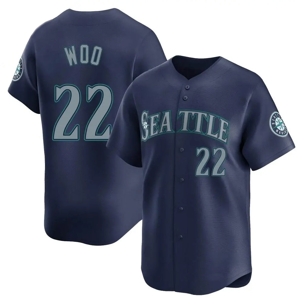 Punc S.Mariners #22 Bryan Woo Player Navy Home Limited Stitched Jerseys