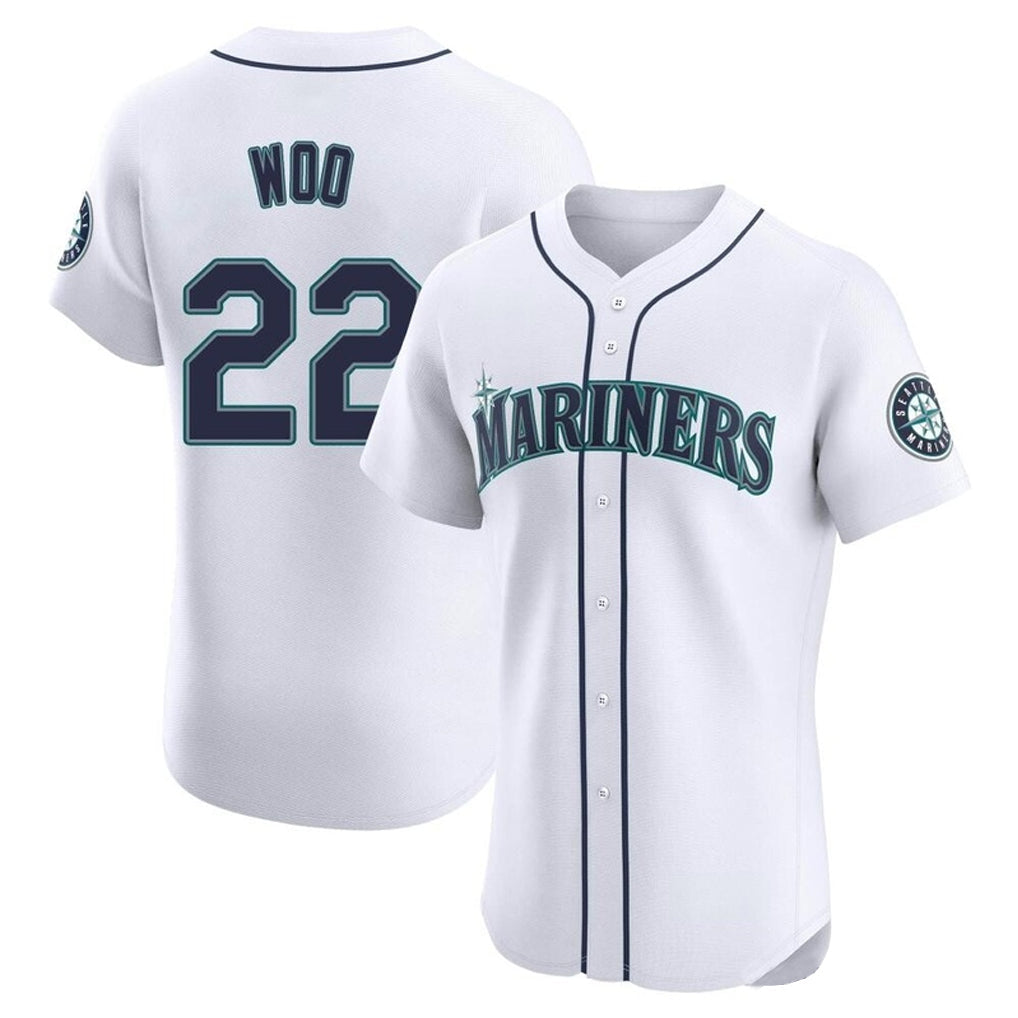 Punc S.Mariners #22 Bryan Woo Player White Home Limited Elite Stitched Jerseys