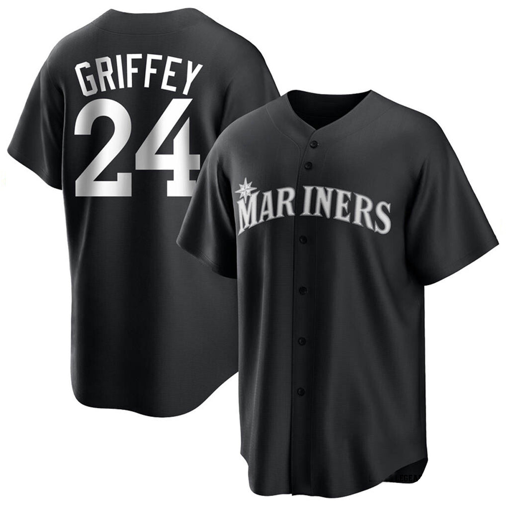 Punc S.Mariners #24 Ken Griffey Jr Player Black Home Limited Stitched Jerseys