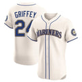 Punc S.Mariners #24 Ken Griffey Jr Player Cream Home Limited Elite Stitched Jerseys