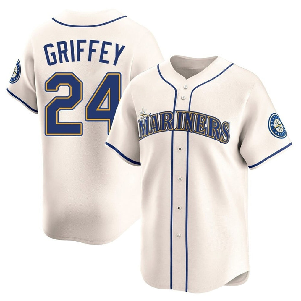 Punc S.Mariners #24 Ken Griffey Jr Player Cream Home Limited Stitched Jerseys