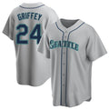 Punc S.Mariners #24 Ken Griffey Jr Player Gray Home Game Stitched Jerseys
