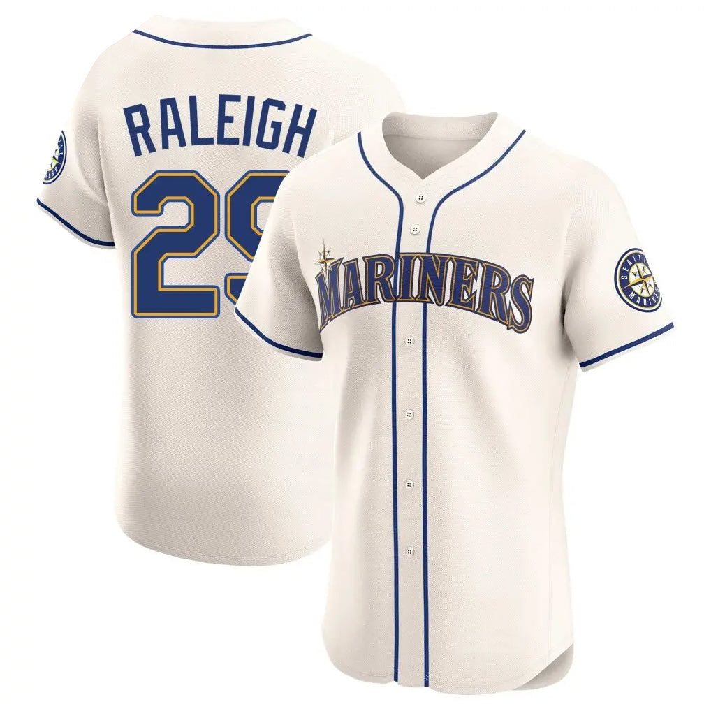 Punc S.Mariners #29 Cal Raleigh Player Cream Home Limited Elite Stitched Jerseys
