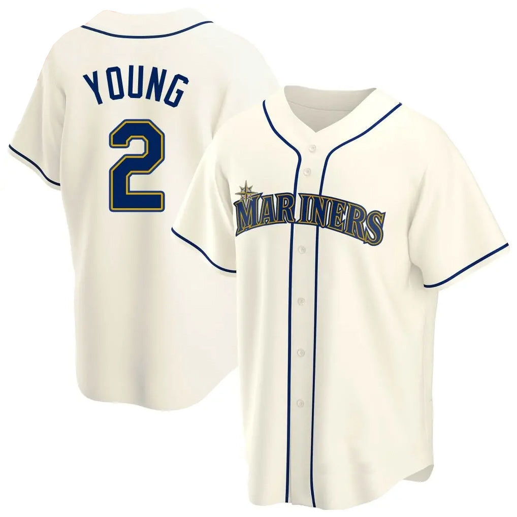 Punc S.Mariners #2 Cole Young Player Cream Home Game Stitched Jerseys