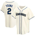 Punc S.Mariners #2 Cole Young Player Cream Home Game Stitched Jerseys