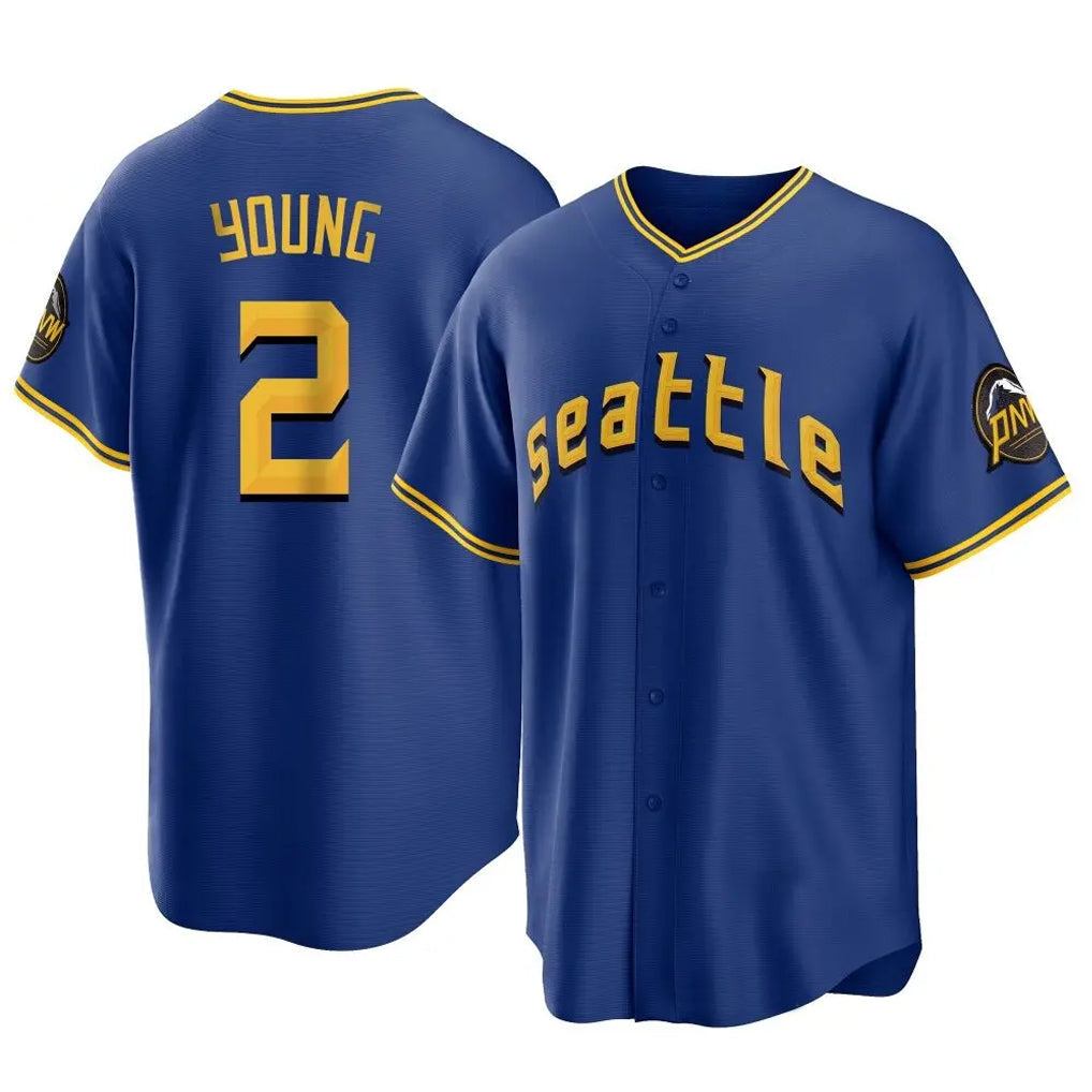 Punc S.Mariners #2 Cole Young Player Royal City Connect Home Game Stitched Jerseys