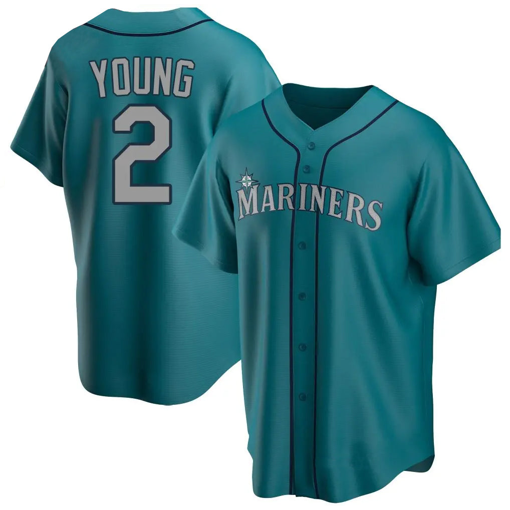 Punc S.Mariners #2 Cole Young Player Teal Home Game Stitched Jerseys