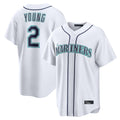 Punc S.Mariners #2 Cole Young Player White Home Game Stitched Jerseys