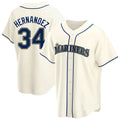 Punc S.Mariners #34 Felix Hernandez Player Cream Home Game Stitched Jerseys