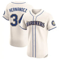 Punc S.Mariners #34 Felix Hernandez Player Cream Home Limited Elite Stitched Jerseys