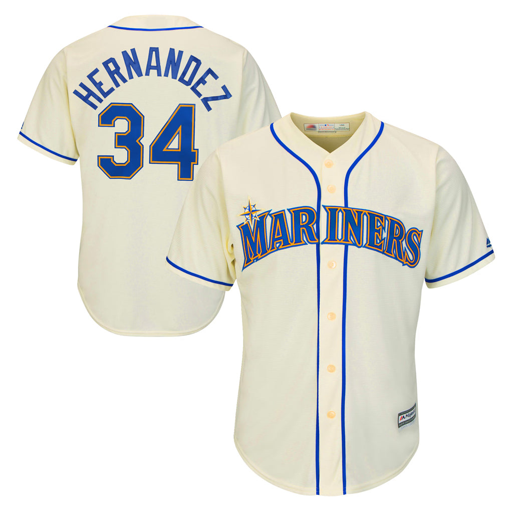 Punc S.Mariners #34 Felix Hernandez Player Cream Majestic Home Cool Base Limited Stitched Jerseys
