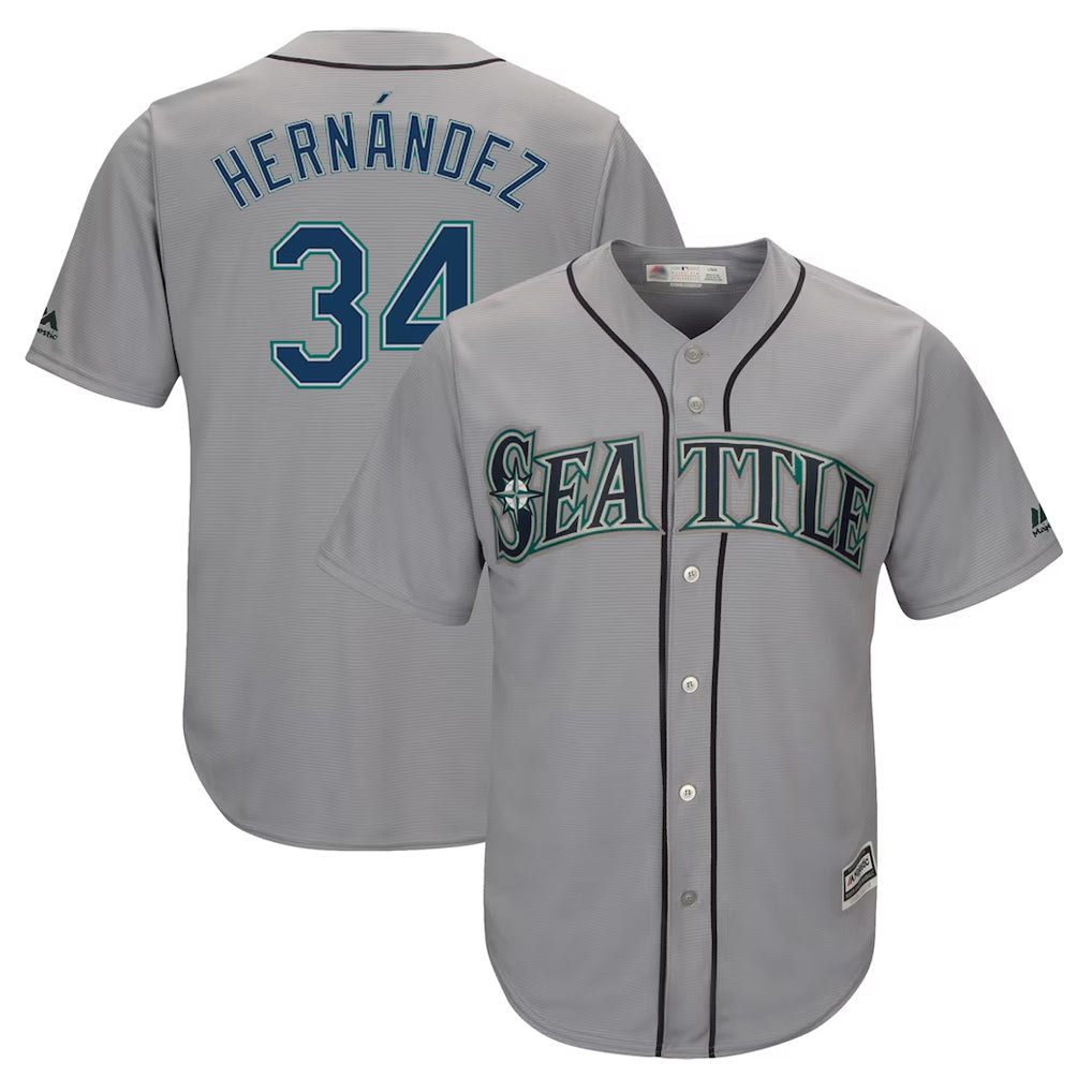 Punc S.Mariners #34 Felix Hernandez Player Gray Majestic Home Cool Base Limited Stitched Jerseys