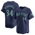Punc S.Mariners #34 Felix Hernandez Player Navy Home Limited Stitched Jerseys