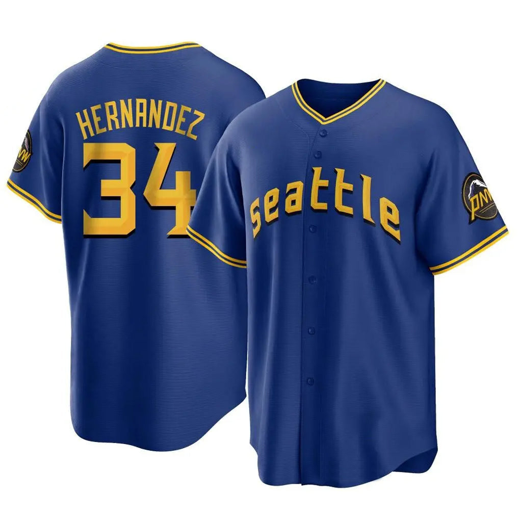 Punc S.Mariners #34 Felix Hernandez Player Royal City Connect Home Game Stitched Jerseys