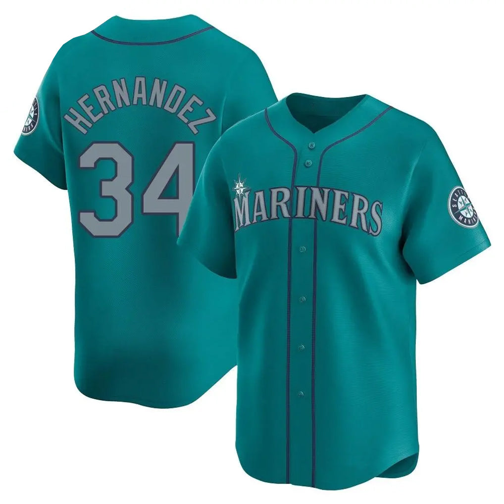 Punc S.Mariners #34 Felix Hernandez Player Teal Home Limited Stitched Jerseys