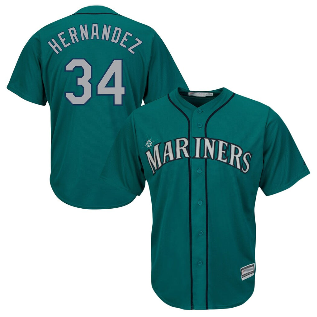 Punc S.Mariners #34 Felix Hernandez Player Teal Majestic Cool Base Limited Stitched Jerseys