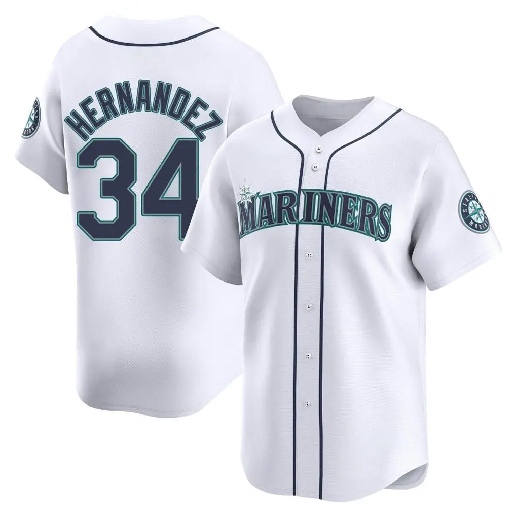 Punc S.Mariners #34 Felix Hernandez Player White Home Limited Stitched Jerseys