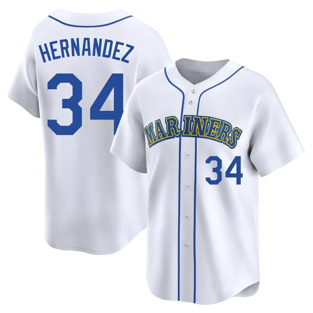 Punc S.Mariners #34 Felix Hernandez Player White Limited Throwback Cooperstown Collection Stitched Jerseys