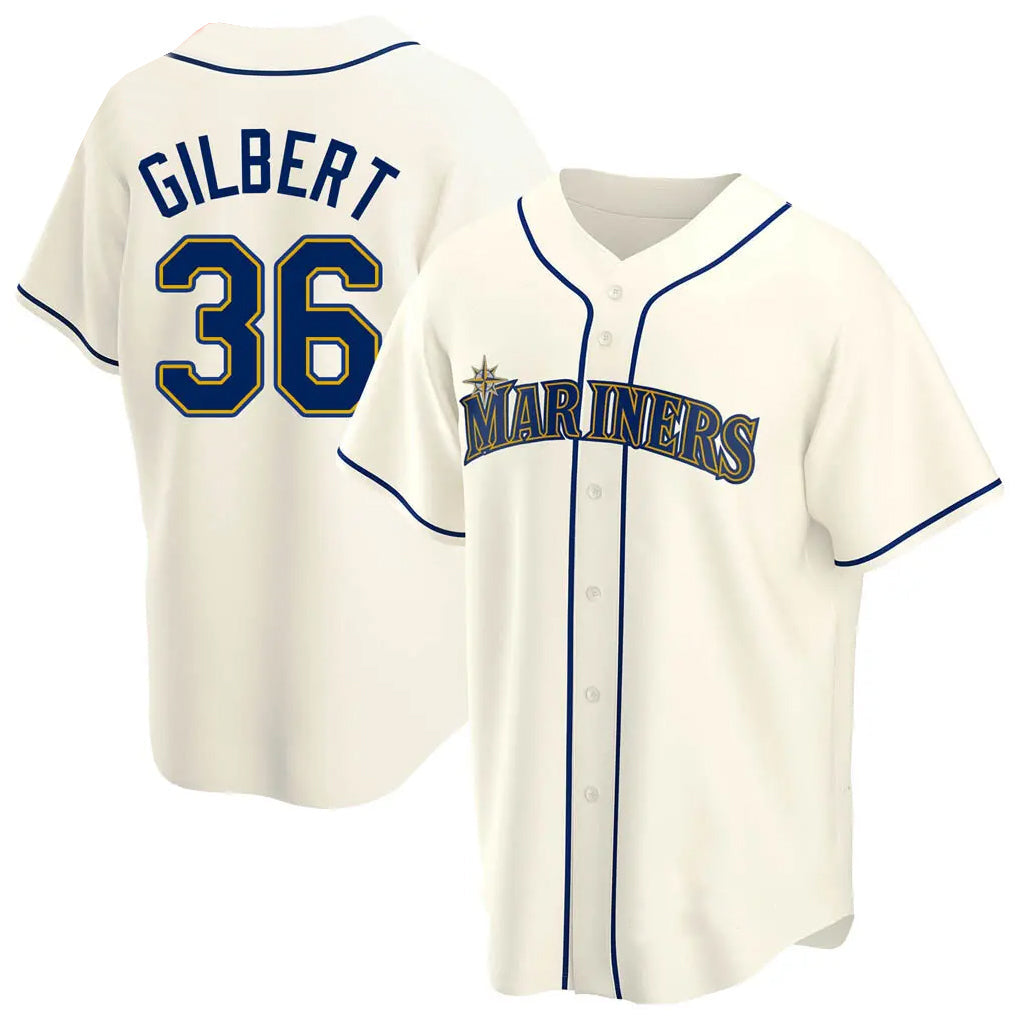 Punc S.Mariners #36 Logan Gilbert Player Cream Home Game Stitched Jerseys