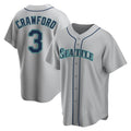 Punc S.Mariners #3 J.P. Crawford Player Gray Home Game Stitched Jerseys