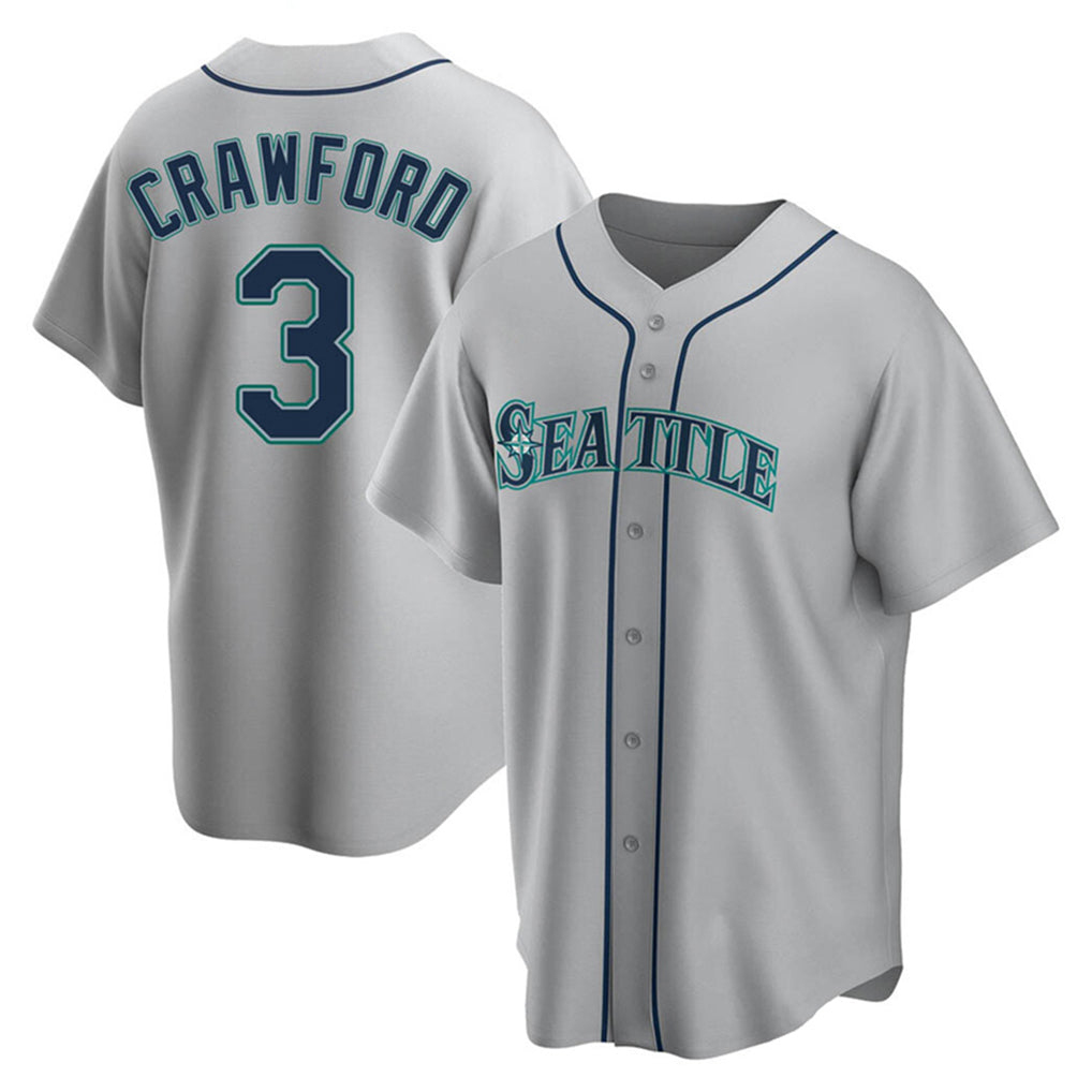 Punc S.Mariners #3 J.P. Crawford Player Gray Home Game Stitched Jerseys