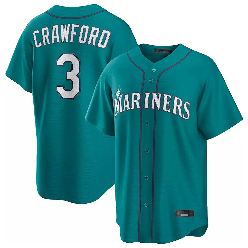 Punc S.Mariners #3 J.P. Crawford Player Teal Home Game Stitched Jerseys