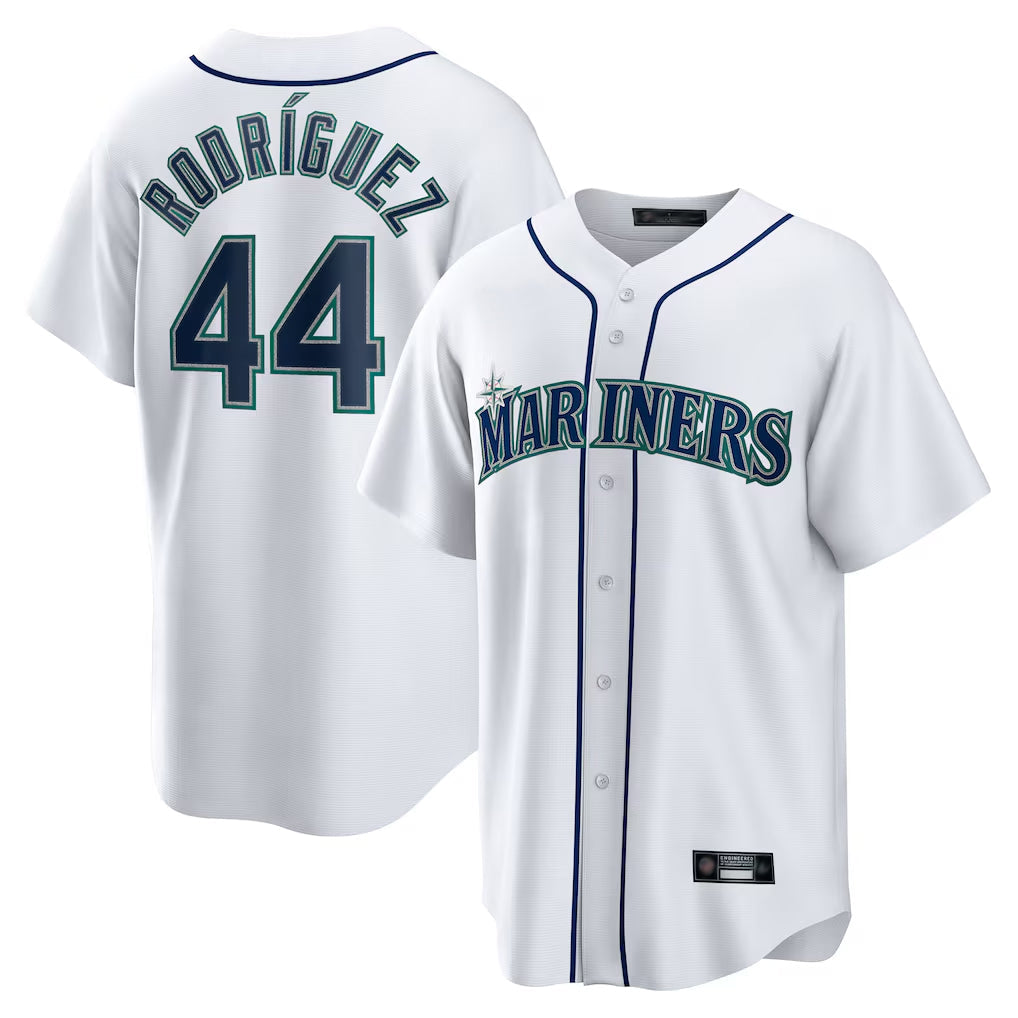 Punc S.Mariners #44 Julio Rodriguez Player White Home Game Stitched Jerseys