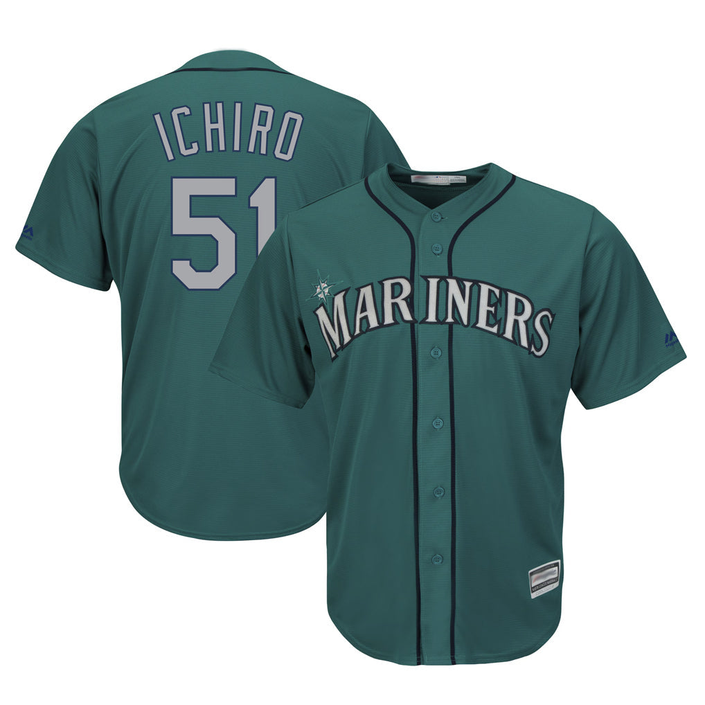 Punc S.Mariners #51 Ichiro Suzuki Player Aqua Majestic Cool Base Limited Stitched Jerseys