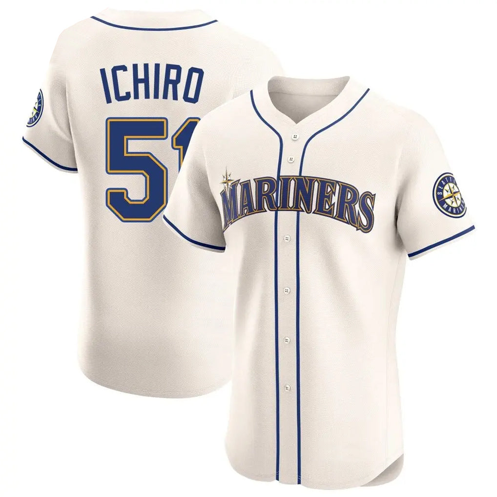 Punc S.Mariners #51 Ichiro Suzuki Player Cream Home Limited Elite Stitched Jerseys