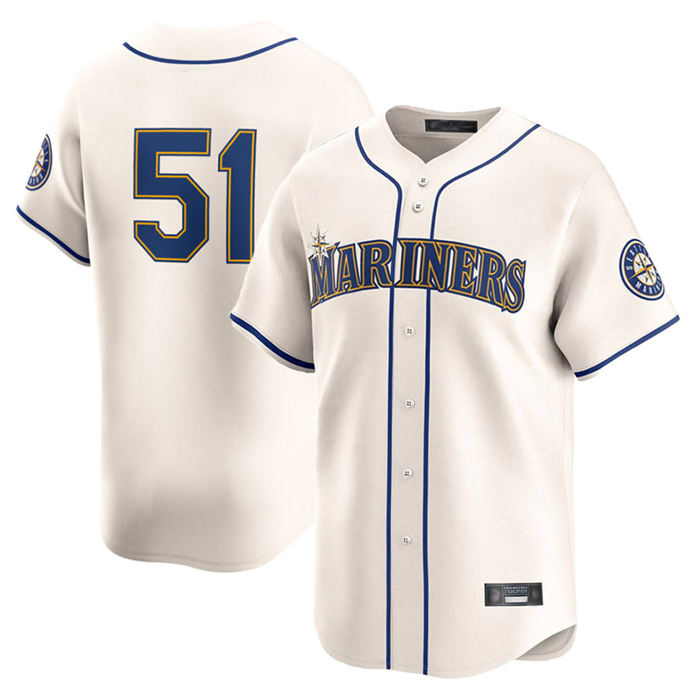 Punc S.Mariners #51 Ichiro Suzuki Player Cream Home Limited Stitched Jerseys
