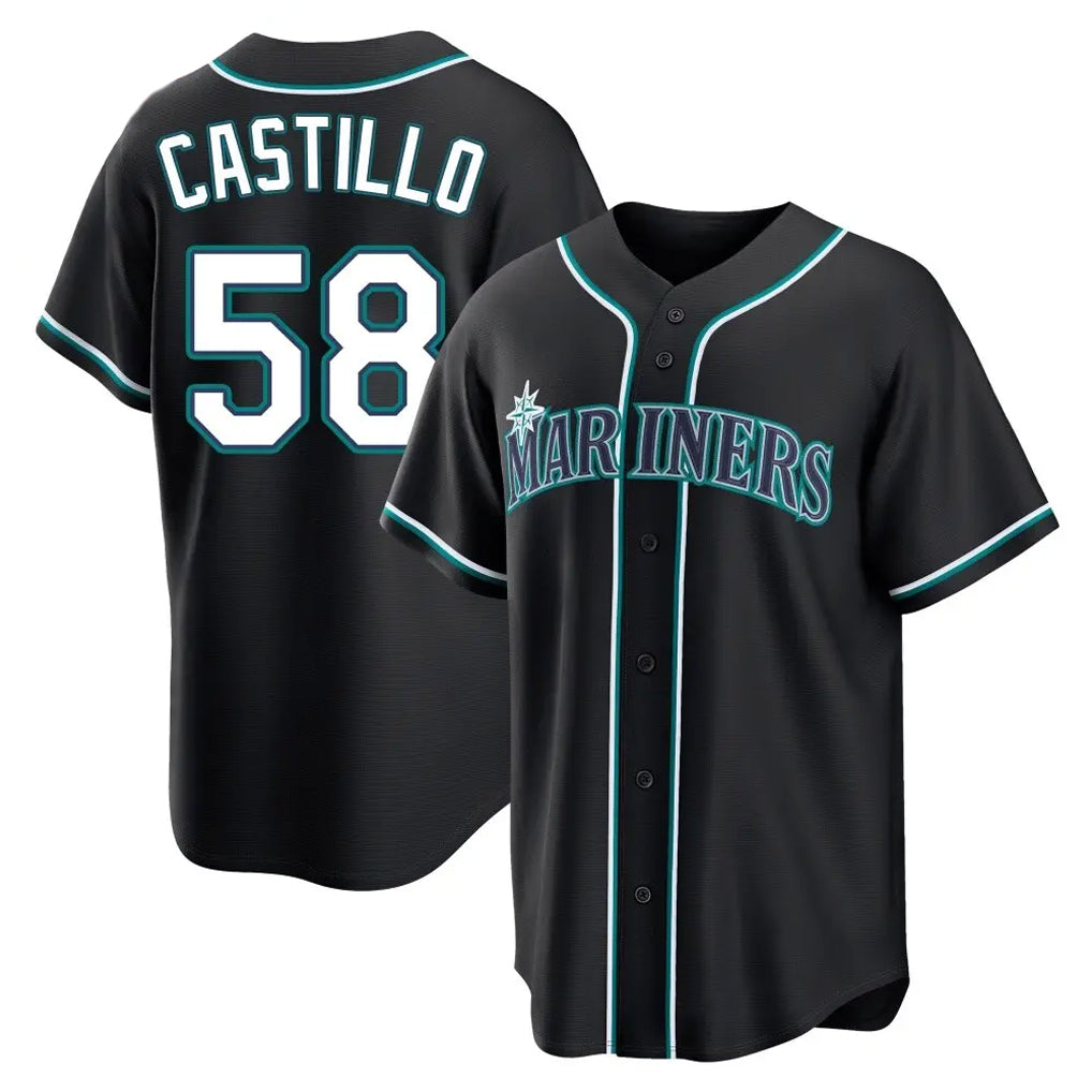 Punc S.Mariners #58 Luis Castillo Player Black Fashion Home Limited Stitched Jerseys