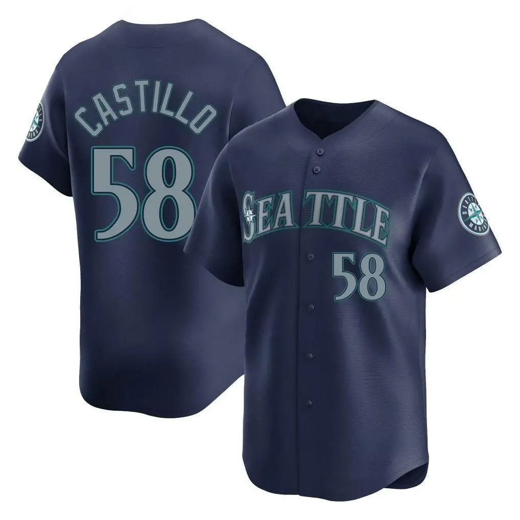 Punc S.Mariners #58 Luis Castillo Player Navy Home Limited Stitched Jerseys