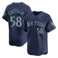 Punc S.Mariners #58 Luis Castillo Player Navy Home Limited Stitched Jerseys